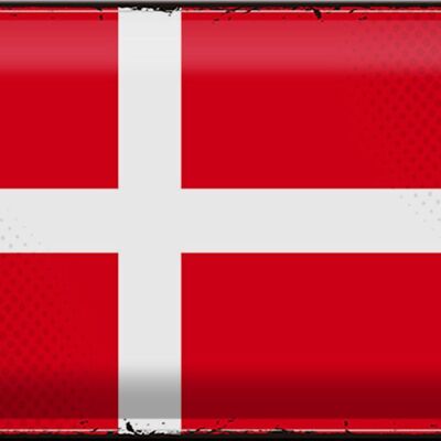 Targa in metallo Bandiera Danimarca 30x20 cm Bandiera retrò della Danimarca