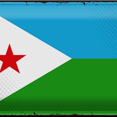 Cartel de chapa Bandera de Yibuti 30x20cm Bandera Retro de Yibuti