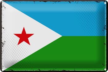 Signe en étain drapeau Djibouti 30x20cm drapeau rétro Djibouti 1