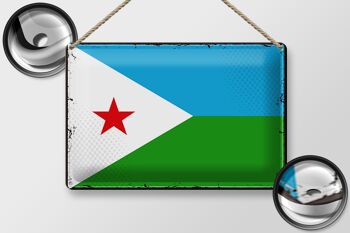 Signe en étain drapeau Djibouti 30x20cm drapeau rétro Djibouti 2