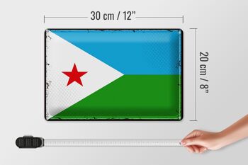 Signe en étain drapeau Djibouti 30x20cm drapeau rétro Djibouti 4