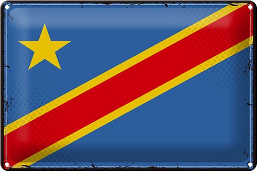 Blechschild Flagge DR Kongo 30x20cm Retro democratic Congo