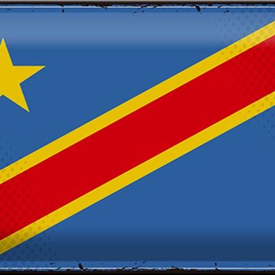 Targa in metallo bandiera DR Congo 30x20 cm Congo retrò democratico