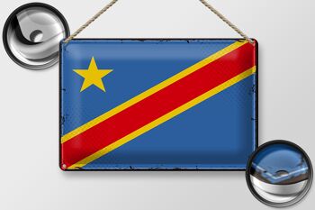 Drapeau en tôle RD Congo 30x20cm Rétro Congo démocratique 2