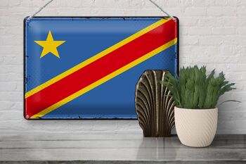 Drapeau en tôle RD Congo 30x20cm Rétro Congo démocratique 3