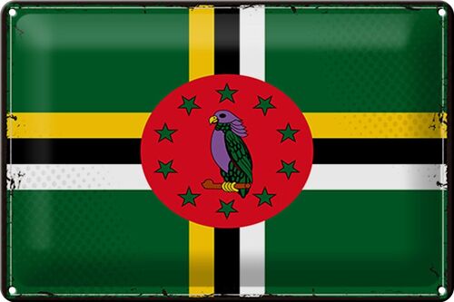 Blechschild Flagge Dominica 30x20cm Retro Flag of Dominica