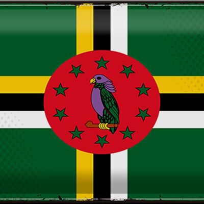Targa in metallo Bandiera Dominica 30x20 cm Bandiera retrò della Dominica