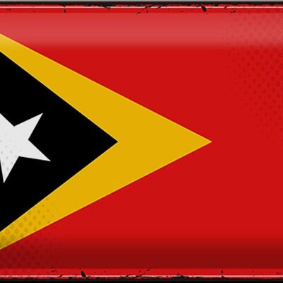 Cartel de chapa con bandera de Timor Oriental, 30x20cm, bandera Retro de Timor Oriental