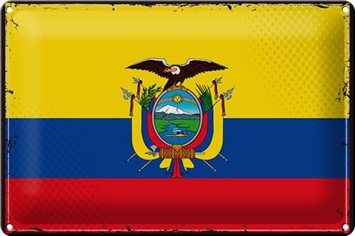 Blechschild Flagge Ecuador 30x20cm Retro Flag of Ecuador