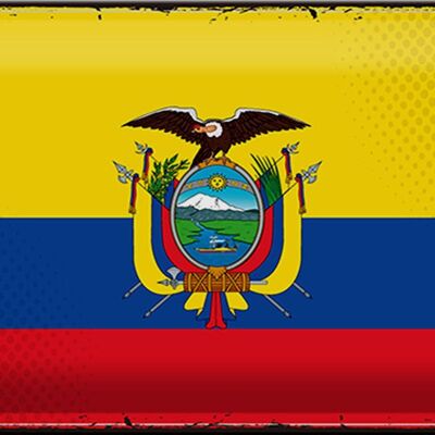 Cartel de chapa Bandera de Ecuador 30x20cm Bandera Retro de Ecuador
