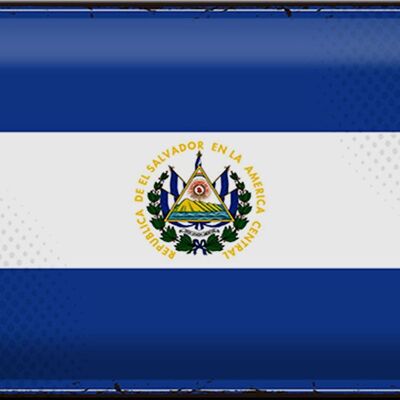 Signe en étain drapeau El Salvador 30x20cm rétro El Salvador