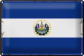 Signe en étain drapeau El Salvador 30x20cm rétro El Salvador 1