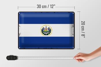 Signe en étain drapeau El Salvador 30x20cm rétro El Salvador 4