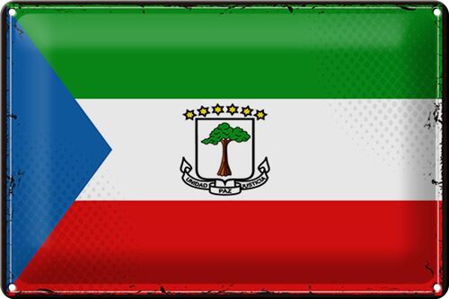 Blechschild Flagge Äquatorialguinea 30x20cm Retro Flag