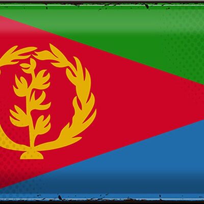 Cartel de chapa con bandera de Eritrea, 30x20cm, bandera Retro de Eritrea