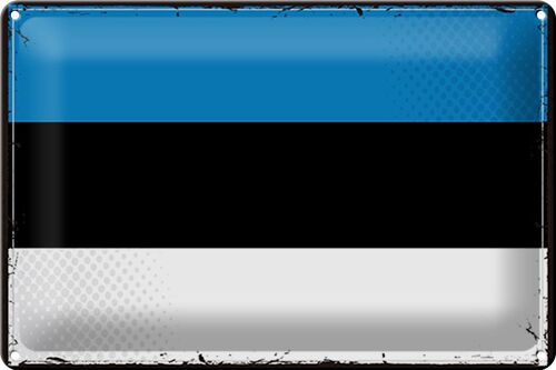 Blechschild Flagge Estland 30x20cm Retro Flag of Estonia