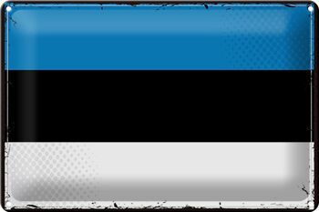 Signe en étain drapeau de l'estonie 30x20cm, drapeau rétro de l'estonie 1