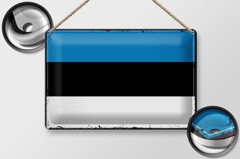 Signe en étain drapeau de l'estonie 30x20cm, drapeau rétro de l'estonie 2