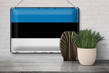 Signe en étain drapeau de l'estonie 30x20cm, drapeau rétro de l'estonie 3