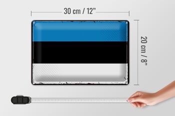 Signe en étain drapeau de l'estonie 30x20cm, drapeau rétro de l'estonie 4