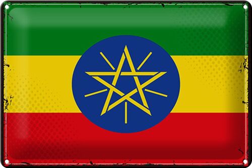 Blechschild Flagge Äthiopien 30x20cm Retro Flag Ethiopia