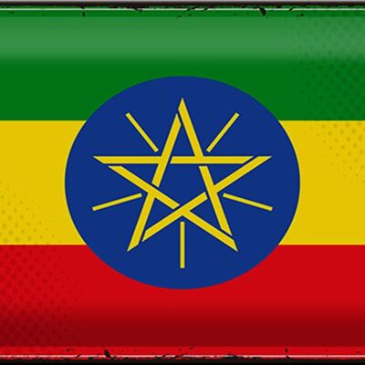 Targa in metallo Bandiera Etiopia 30x20 cm Bandiera retrò Etiopia