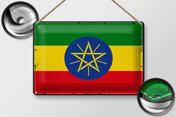Drapeau en étain de l'éthiopie, 30x20cm, drapeau rétro de l'éthiopie 2