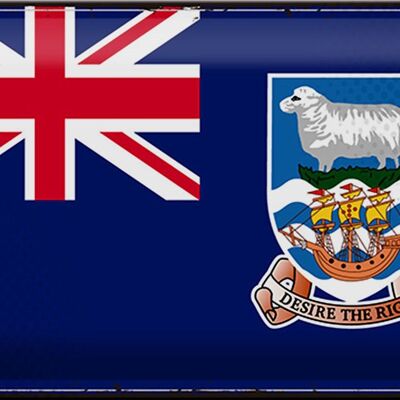 Targa in metallo Bandiera Isole Falkland 30x20 cm Bandiera retrò
