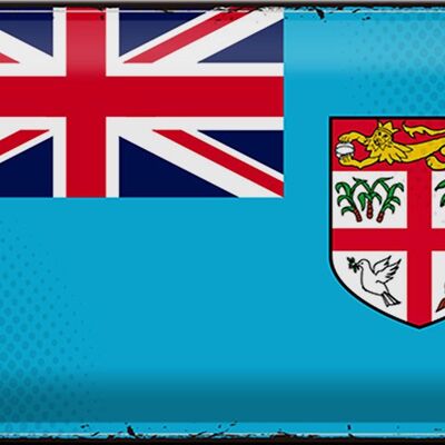 Cartel de chapa Bandera de Fiji 30x20cm Bandera Retro de Fiji