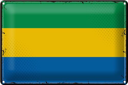 Blechschild Flagge Gabun 30x20cm Retro Flag of Gabon