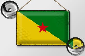 Drapeau en étain de la Guyane française, 30x20cm, drapeau rétro 2