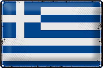 Signe en étain drapeau grèce 30x20cm, drapeau rétro grèce 1