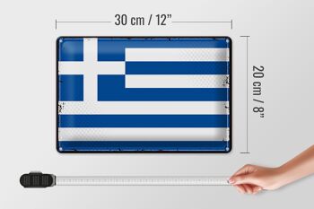 Signe en étain drapeau grèce 30x20cm, drapeau rétro grèce 4