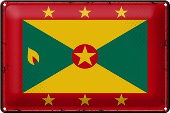 Signe en étain drapeau de la Grenade 30x20cm, drapeau rétro de la Grenade 1
