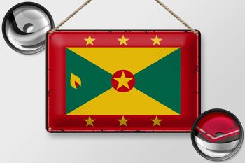 Signe en étain drapeau de la Grenade 30x20cm, drapeau rétro de la Grenade 2