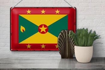 Signe en étain drapeau de la Grenade 30x20cm, drapeau rétro de la Grenade 3