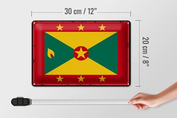 Signe en étain drapeau de la Grenade 30x20cm, drapeau rétro de la Grenade 4