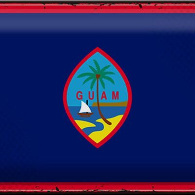Cartel de chapa Bandera de Guam 30x20cm Bandera Retro de Guam