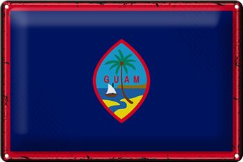 Signe en étain drapeau de Guam 30x20cm, drapeau rétro de Guam 1