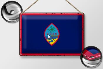 Signe en étain drapeau de Guam 30x20cm, drapeau rétro de Guam 2