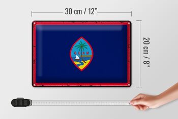 Signe en étain drapeau de Guam 30x20cm, drapeau rétro de Guam 4