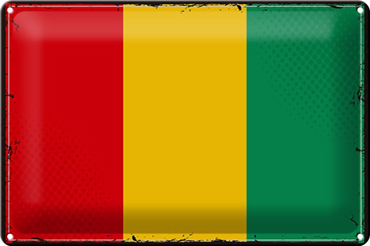 Drapeau de la Guinée en métal, 30x20cm, drapeau rétro de la Guinée