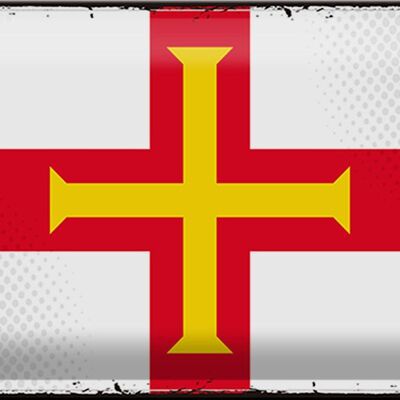 Cartel de chapa Bandera de Guernsey 30x20cm Bandera Retro de Guernsey