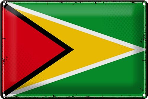 Blechschild Flagge Guyana 30x20cm Retro Flag of Guyana