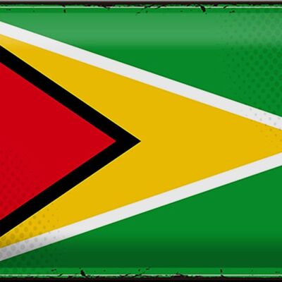 Blechschild Flagge Guyana 30x20cm Retro Flag of Guyana