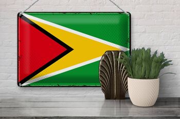 Signe en étain drapeau Guyane 30x20cm drapeau rétro de Guyane 3