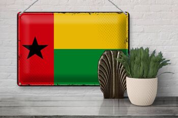 Signe en étain drapeau Guinée-Bissau 30x20cm rétro Guinée 3