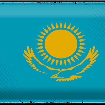 Cartel de chapa con bandera de Kazajstán, 30x20cm, Retro, Kazajstán