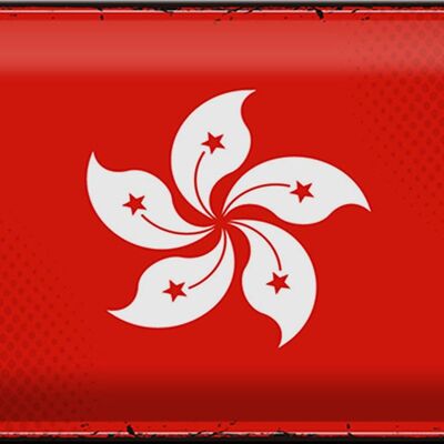 Signe en étain drapeau Hong Kong 30x20cm, drapeau rétro Hong Kong