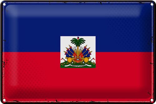 Blechschild Flagge Haiti 30x20cm Retro Flag of Haiti